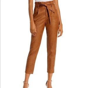 Lucy Paris Faux Leather Paperbag-Waist Pants